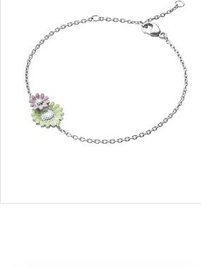 NWOT Georg Jensen Sterling Silver Floral Chain Bracelet with Enamel Flowers